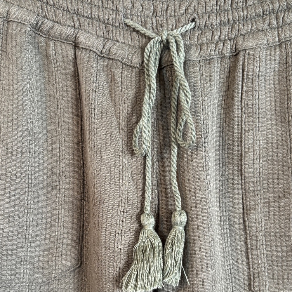 Roxy Green Soft Knit Oceanside Beach Flowy Pocketed Wide Leg Ankle Pants Size XS - Picture 5 of 10